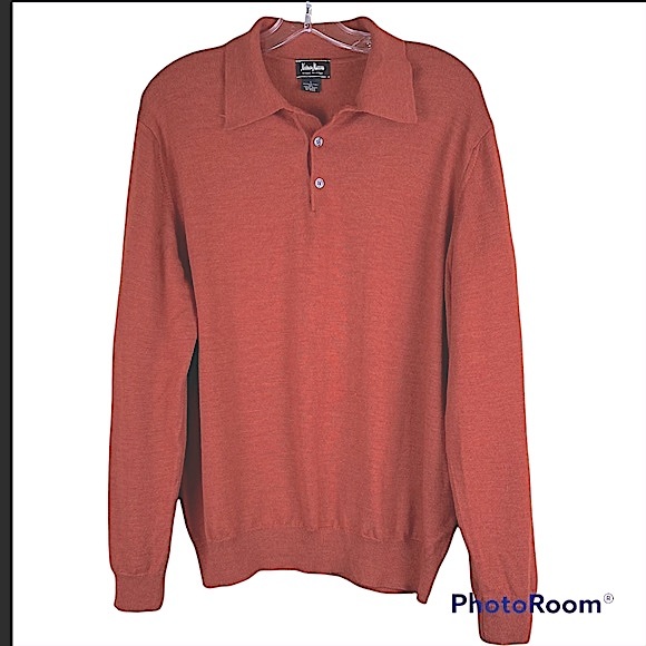 Neiman Marcus Made In Italy 100% Merino Wool Long Sleeve Polo Sweater Shirt Sz L - Picture 4 of 9
